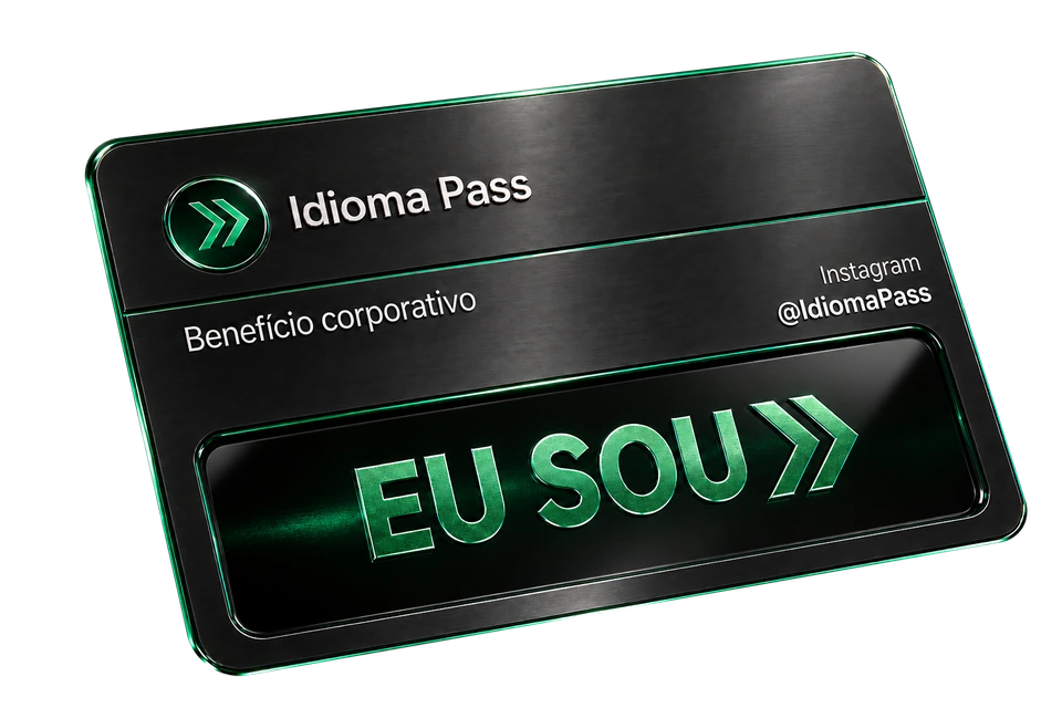 Cartão Idioma Pass com a frase Eu sou